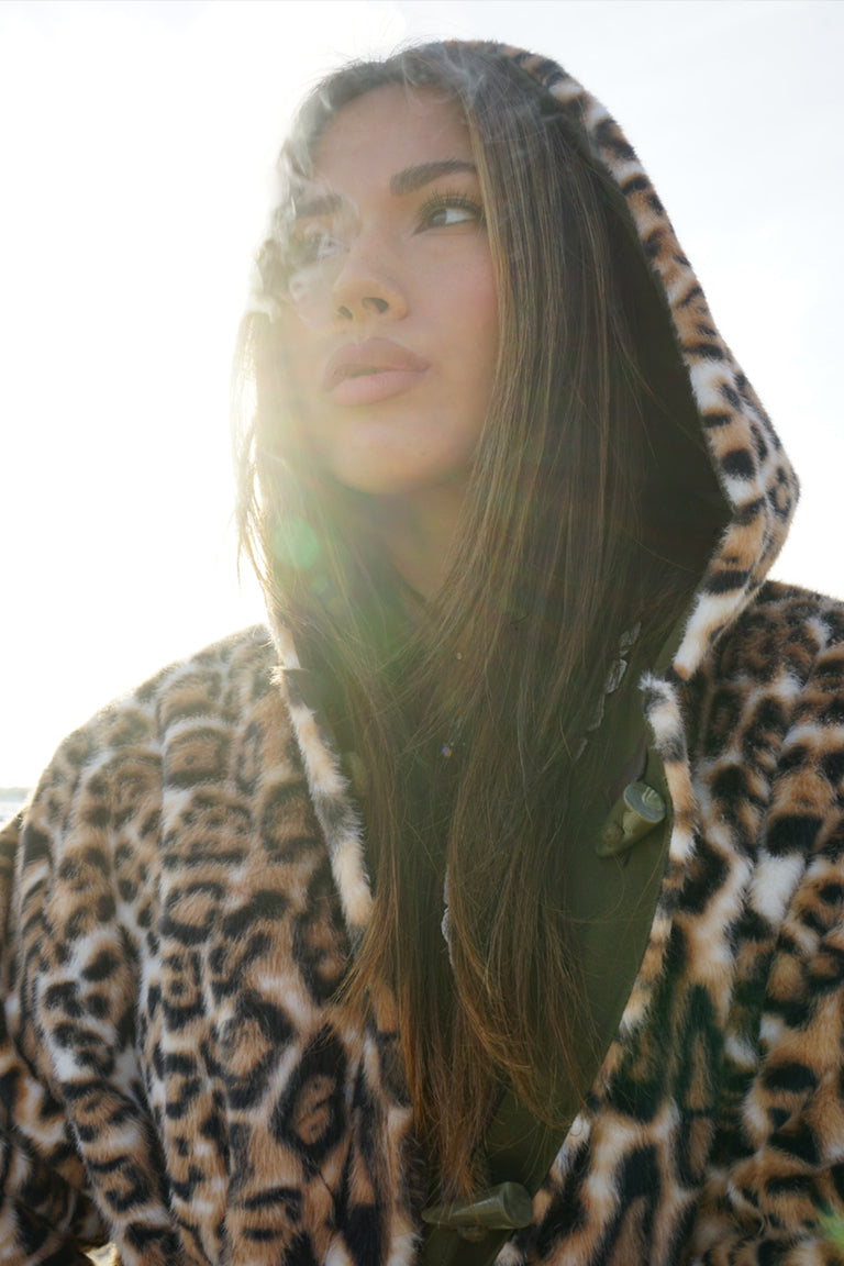 Reversible Fur Coat - Olive